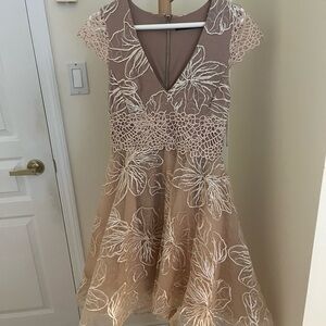 Elegant Lace and Sequined Embroidered Formal Mini Dress